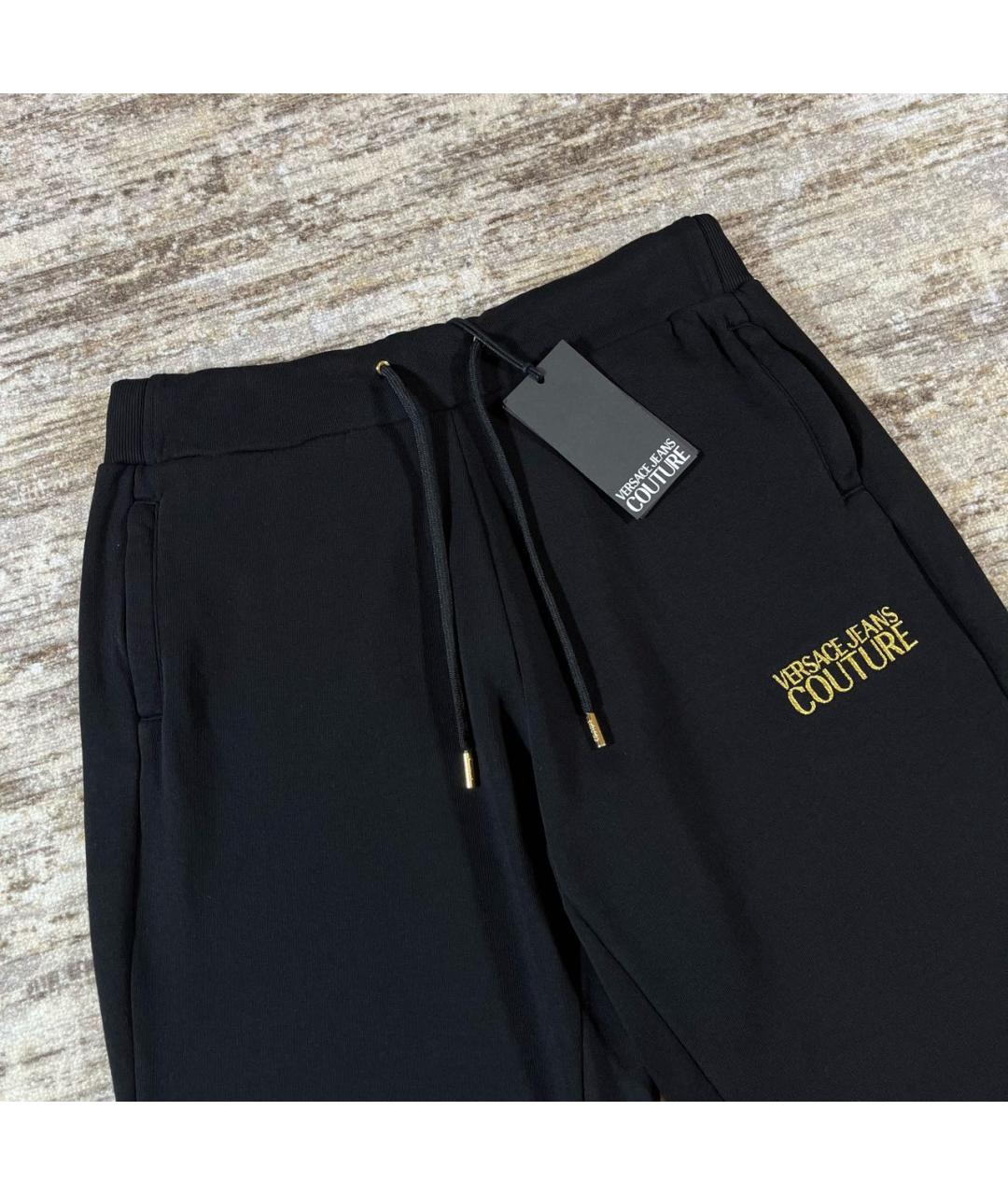 VERSACE JEANS COUTURE Черные хлопковые спортивные брюки и шорты, фото 4