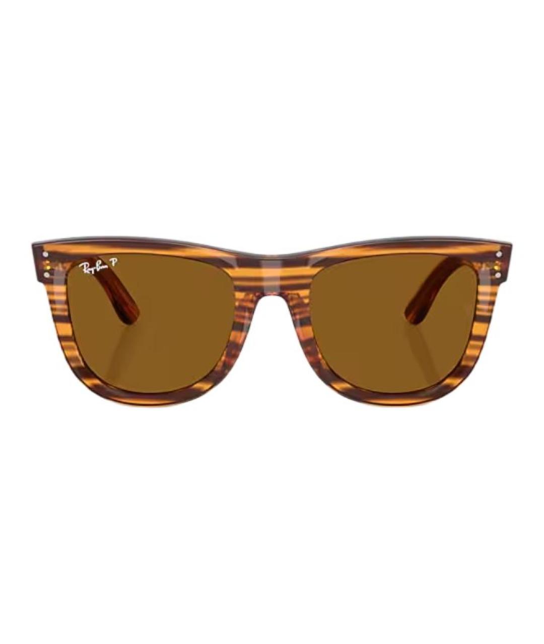 RAY BAN Коричневые пластиковые солнцезащитные очки, фото 2