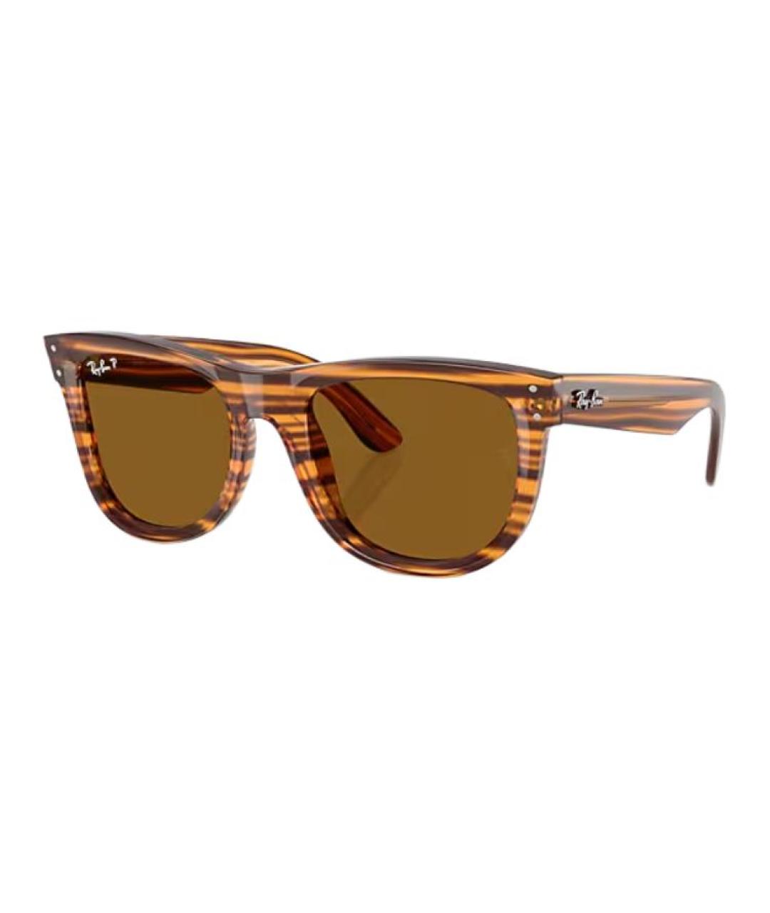 RAY BAN Коричневые пластиковые солнцезащитные очки, фото 1