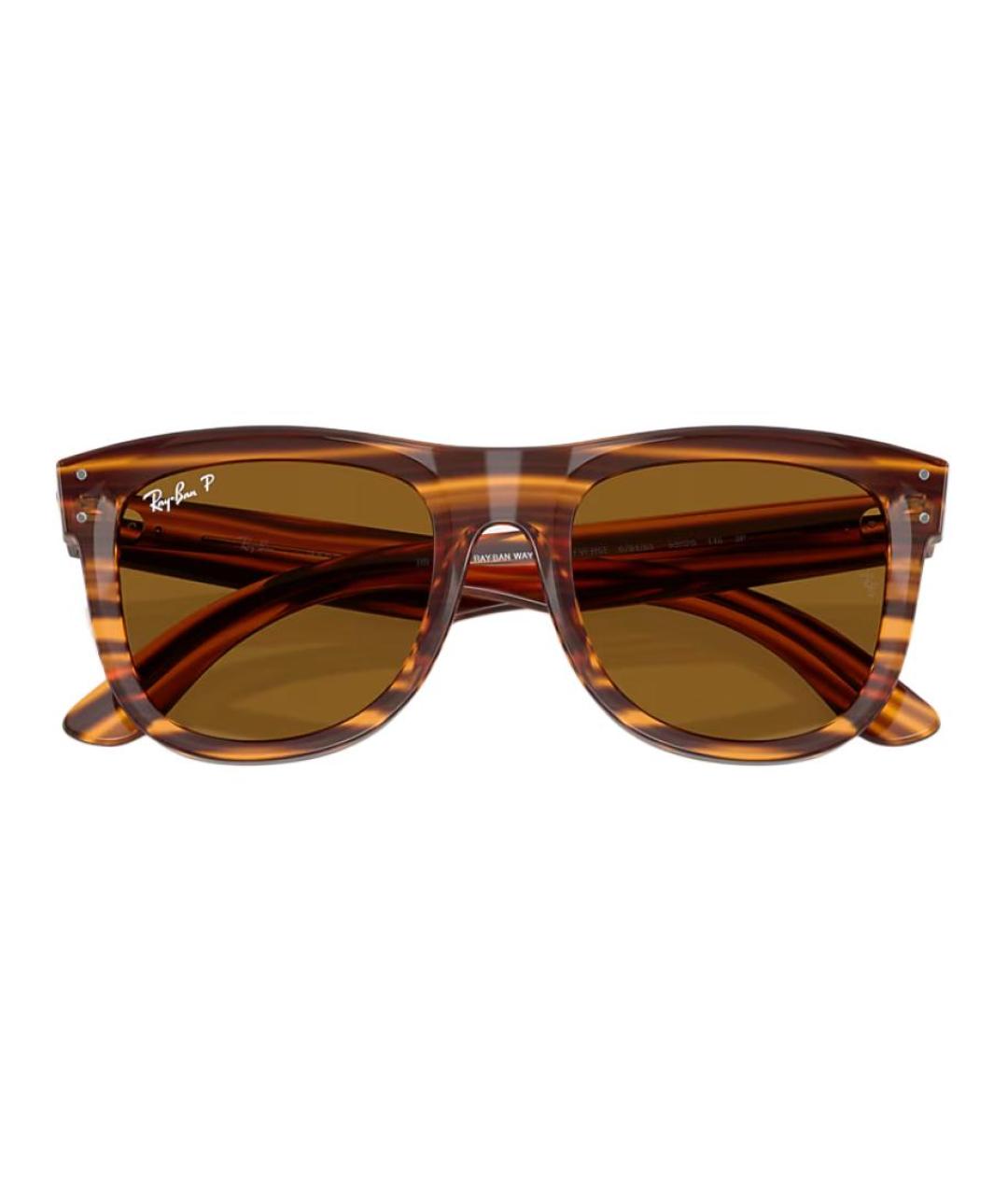 RAY BAN Коричневые пластиковые солнцезащитные очки, фото 4