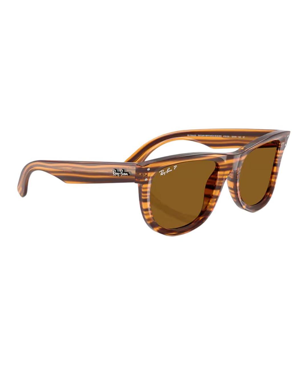 RAY BAN Коричневые пластиковые солнцезащитные очки, фото 3