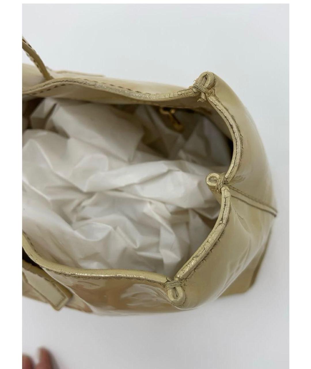 LOUIS VUITTON Золотая кожаная сумка тоут, фото 5