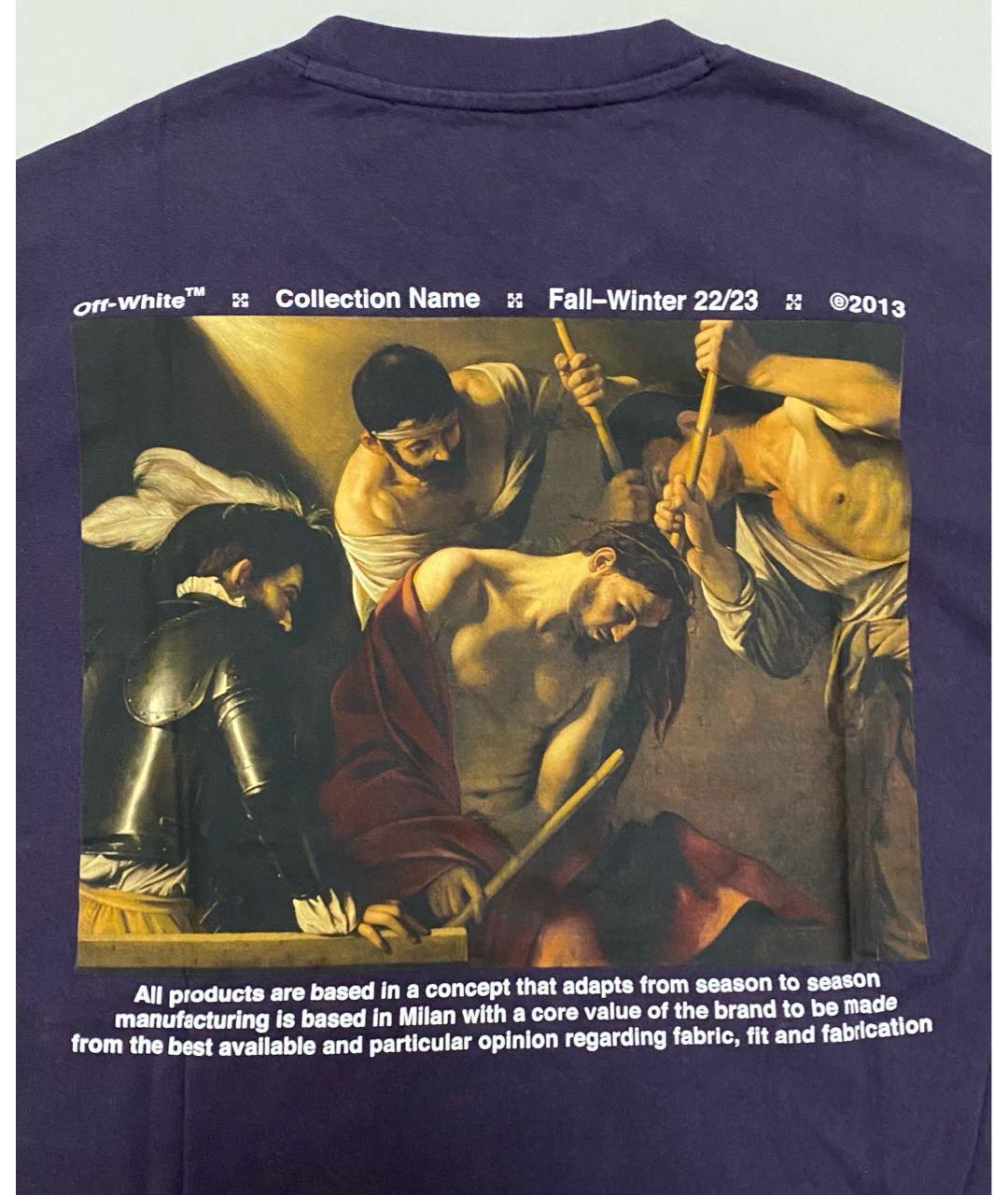OFF-WHITE Фиолетовая хлопковая футболка, фото 4