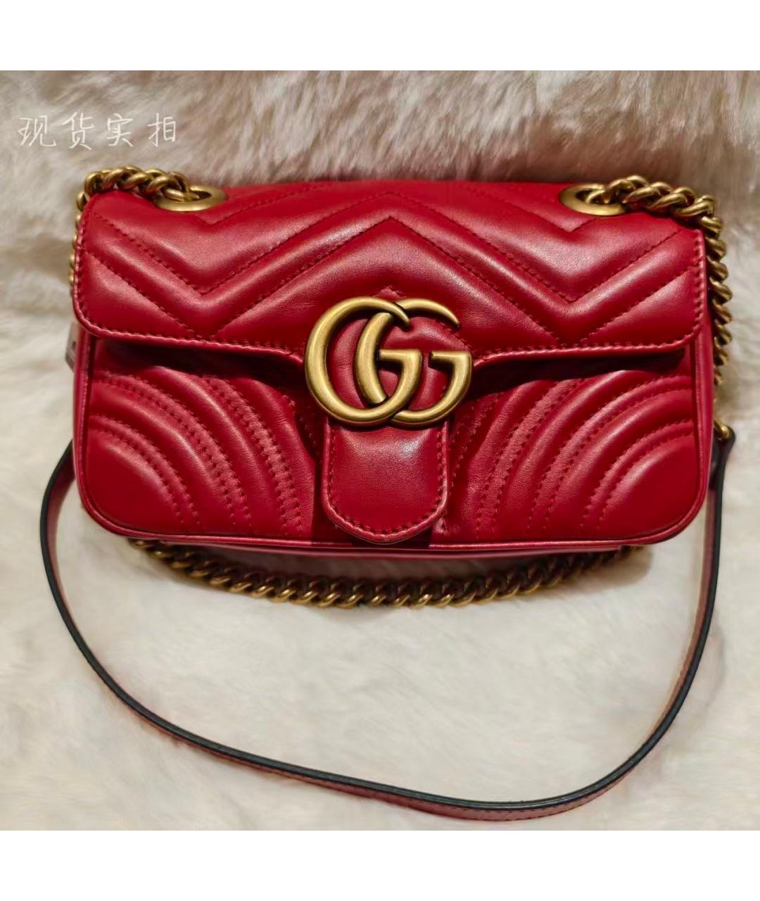 GUCCI Красная кожаная сумка через плечо, фото 2
