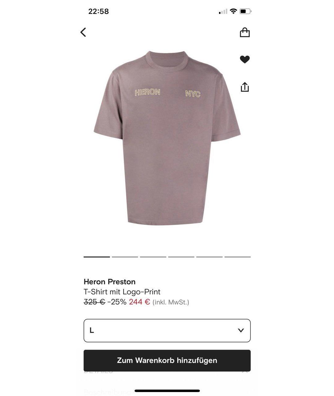 HERON PRESTON Фиолетовая хлопковая футболка, фото 7