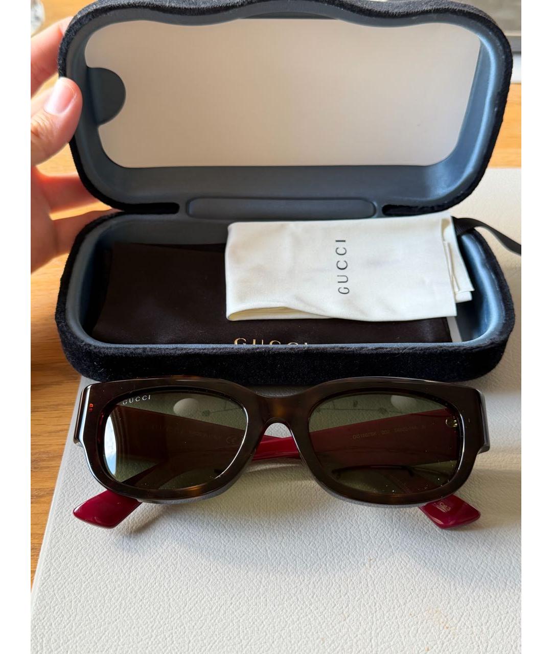 GUCCI Коричневые пластиковые солнцезащитные очки, фото 4