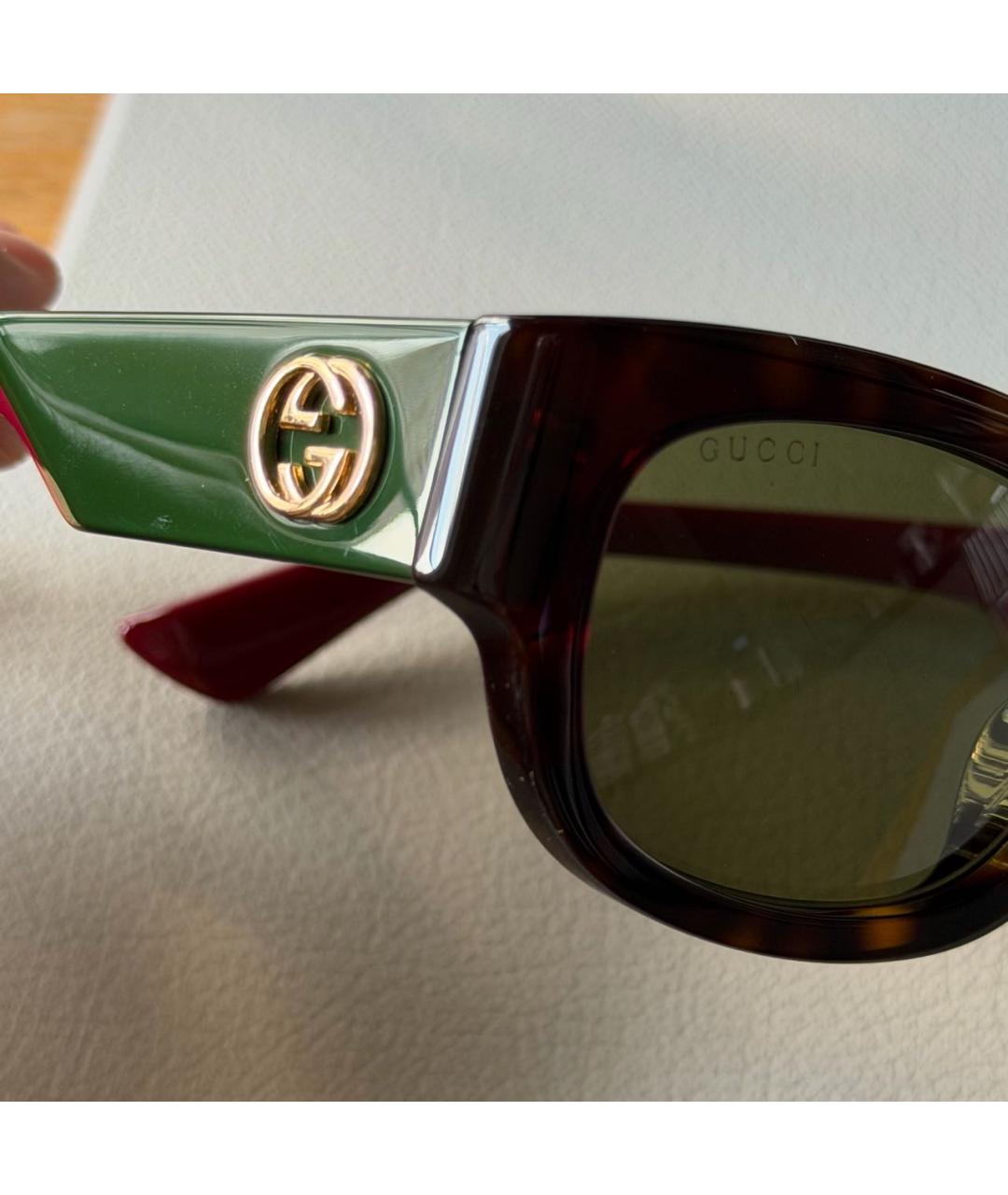 GUCCI Коричневые пластиковые солнцезащитные очки, фото 3