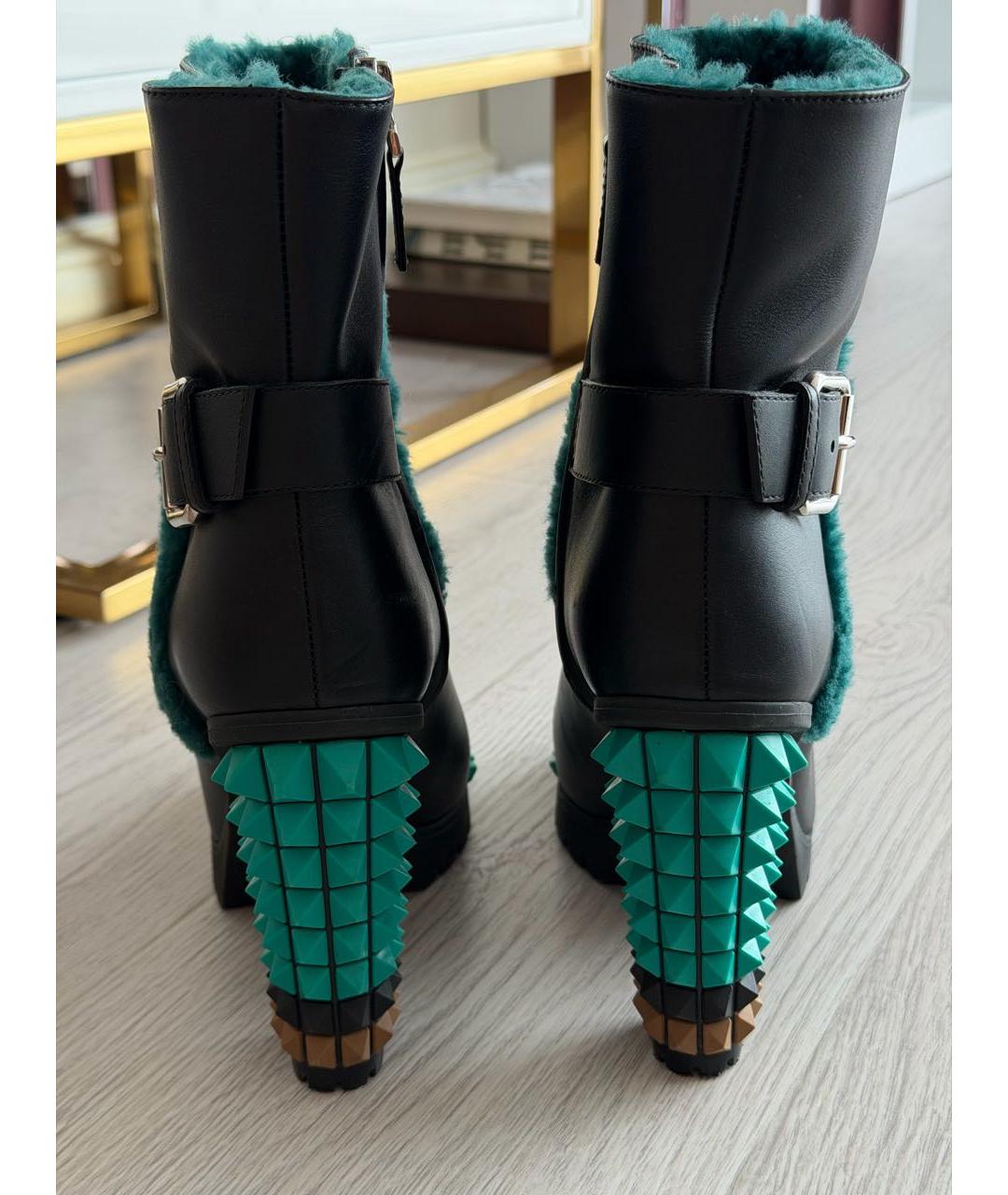 FENDI Черные кожаные сапоги, фото 4
