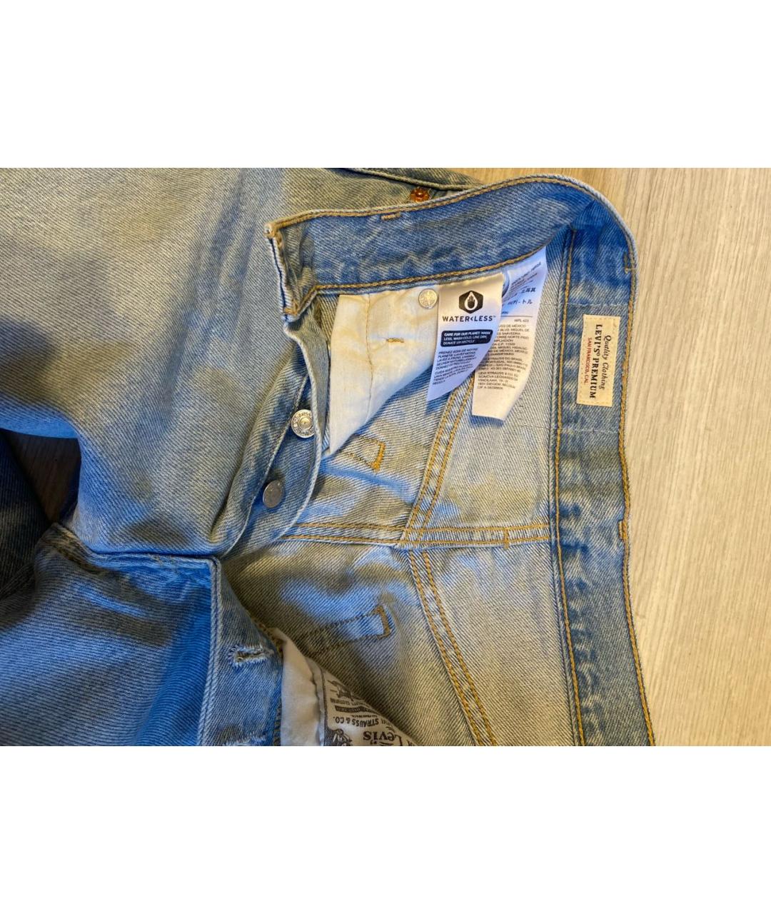 LEVI'S Голубые хлопковые прямые джинсы, фото 3