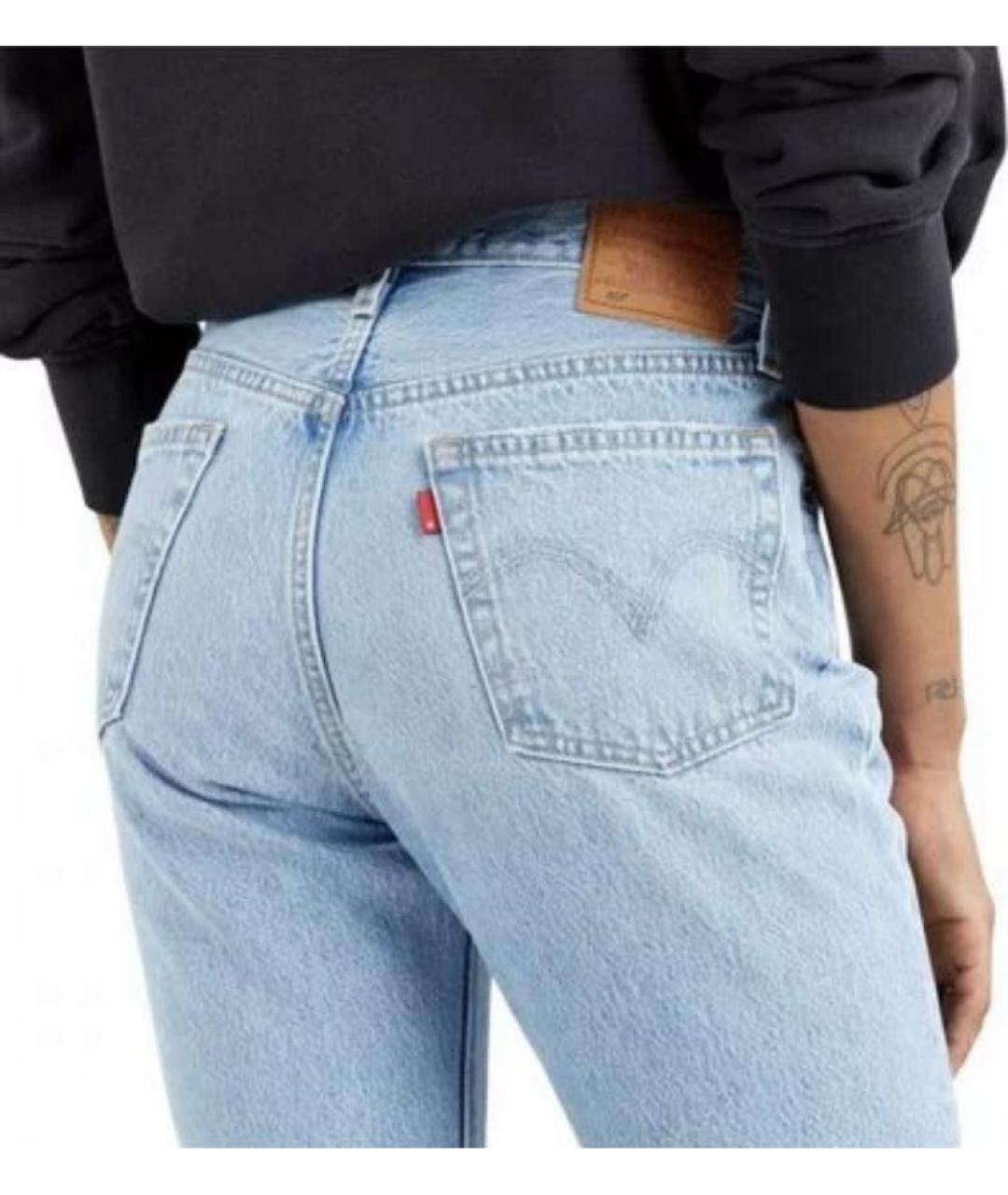 LEVI'S Голубые хлопковые прямые джинсы, фото 5