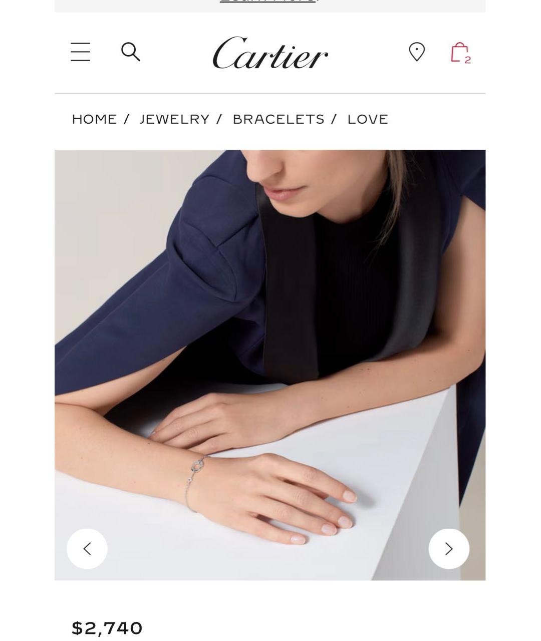 CARTIER Серебряный браслет из белого золота, фото 2