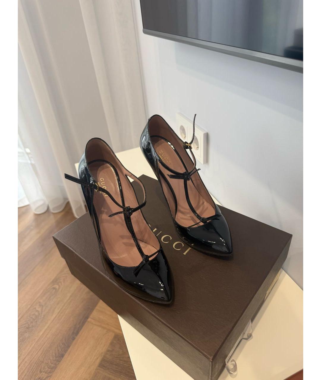 GUCCI Черные туфли из лакированной кожи, фото 5