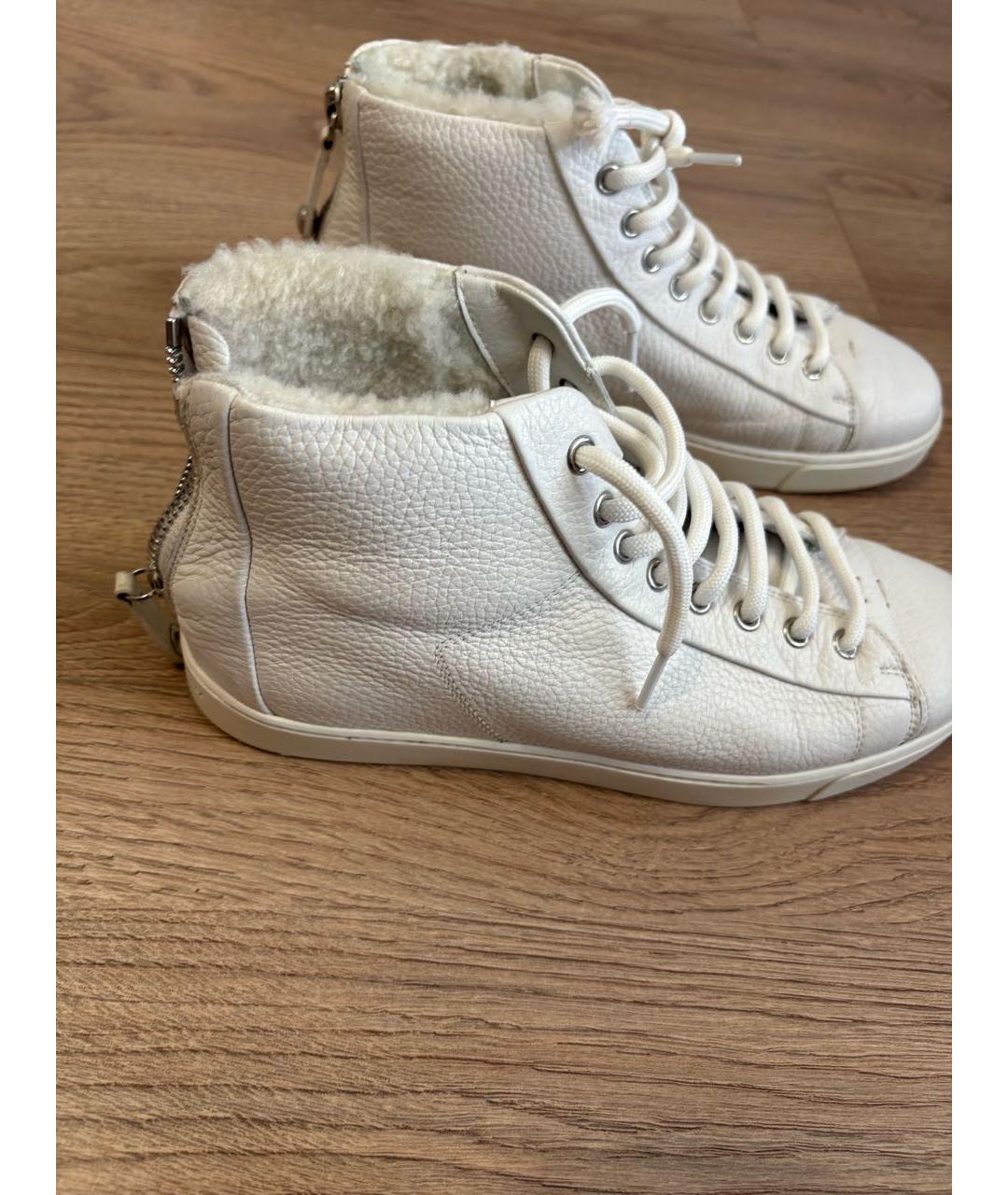 GIANVITO ROSSI Белые кожаные кроссовки, фото 6