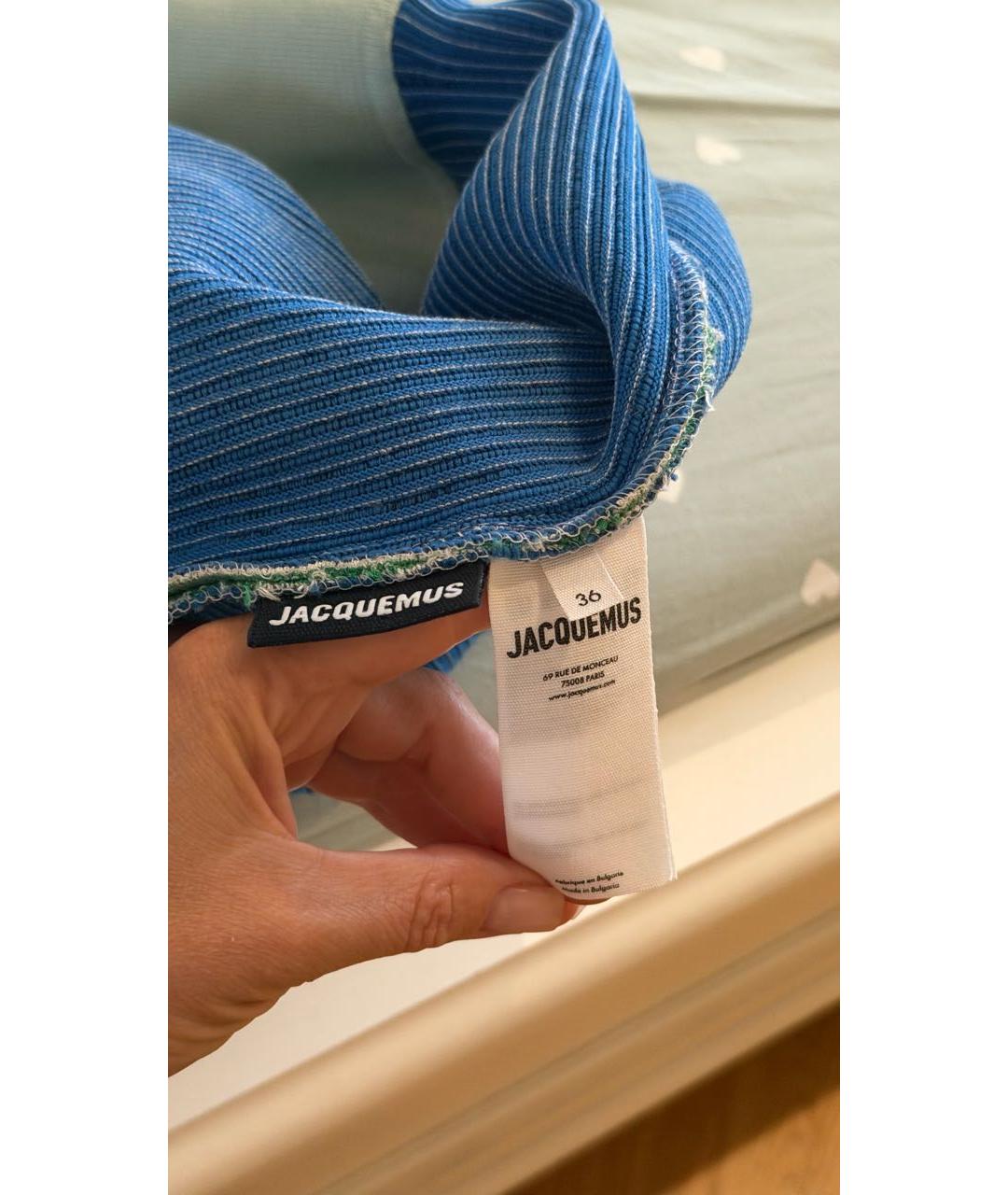 JACQUEMUS Бирюзовое вискозное повседневное платье, фото 3