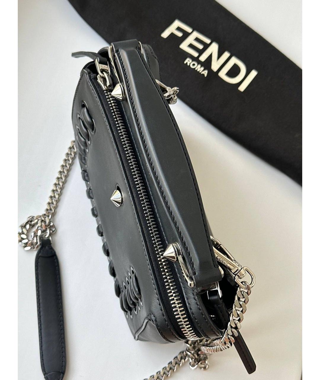 FENDI Черная кожаная сумка через плечо, фото 4
