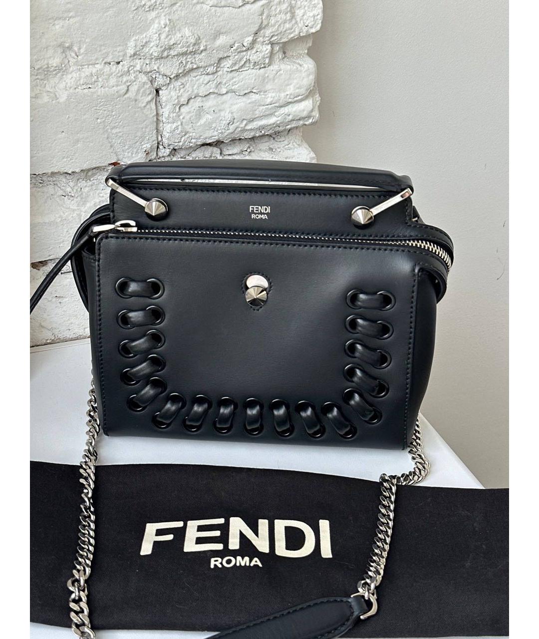 FENDI Черная кожаная сумка через плечо, фото 6