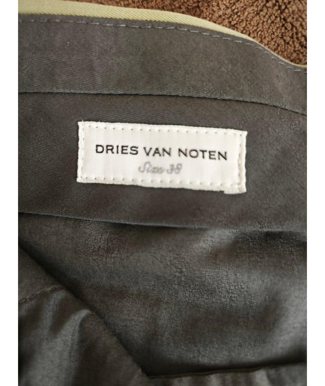 DRIES VAN NOTEN Зеленые шерстяные прямые брюки, фото 4