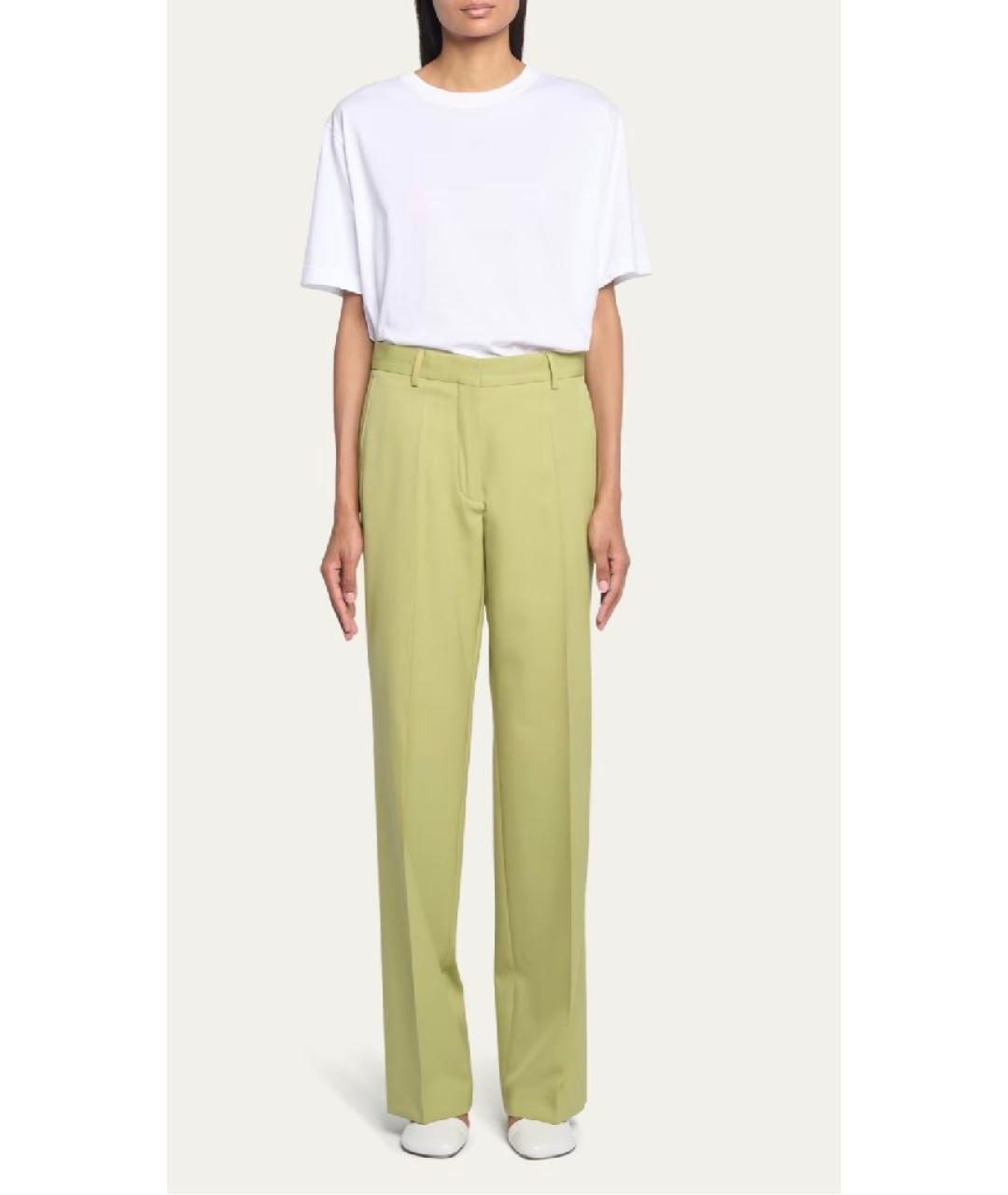 DRIES VAN NOTEN Зеленые шерстяные прямые брюки, фото 5