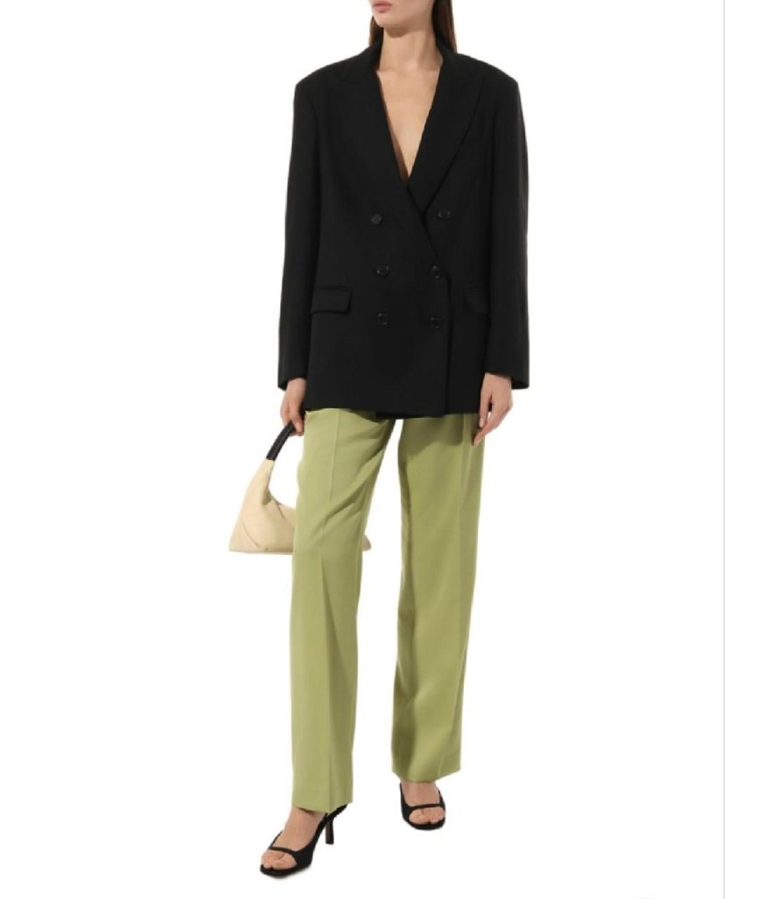 DRIES VAN NOTEN Зеленые шерстяные прямые брюки, фото 7