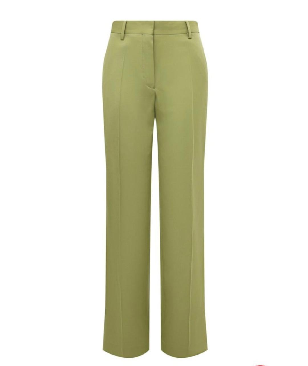 DRIES VAN NOTEN Зеленые шерстяные прямые брюки, фото 1