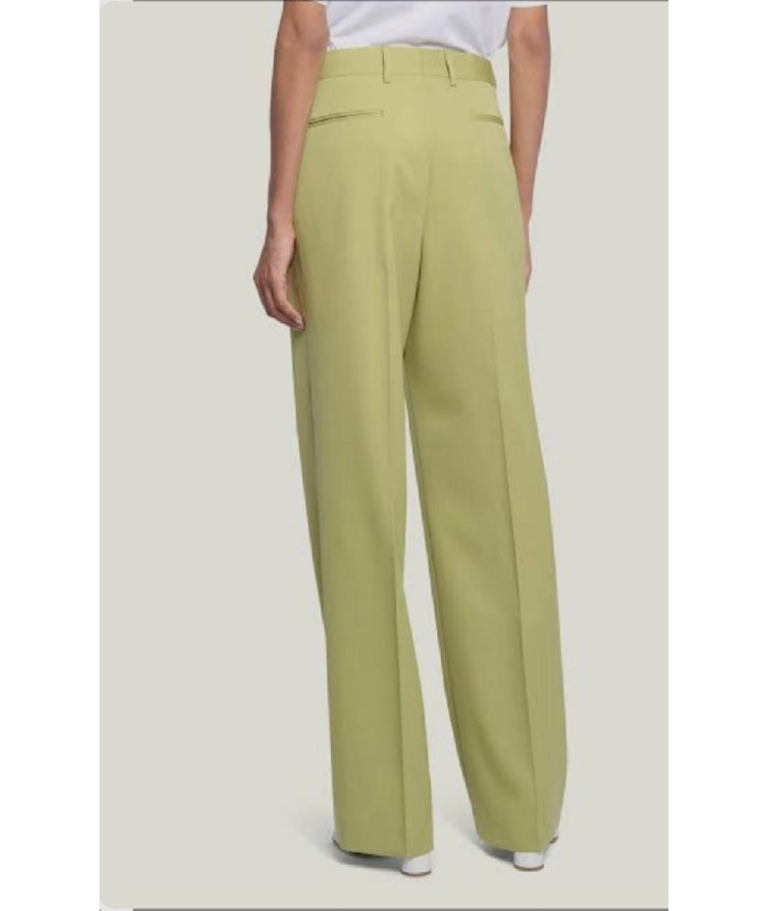 DRIES VAN NOTEN Зеленые шерстяные прямые брюки, фото 2