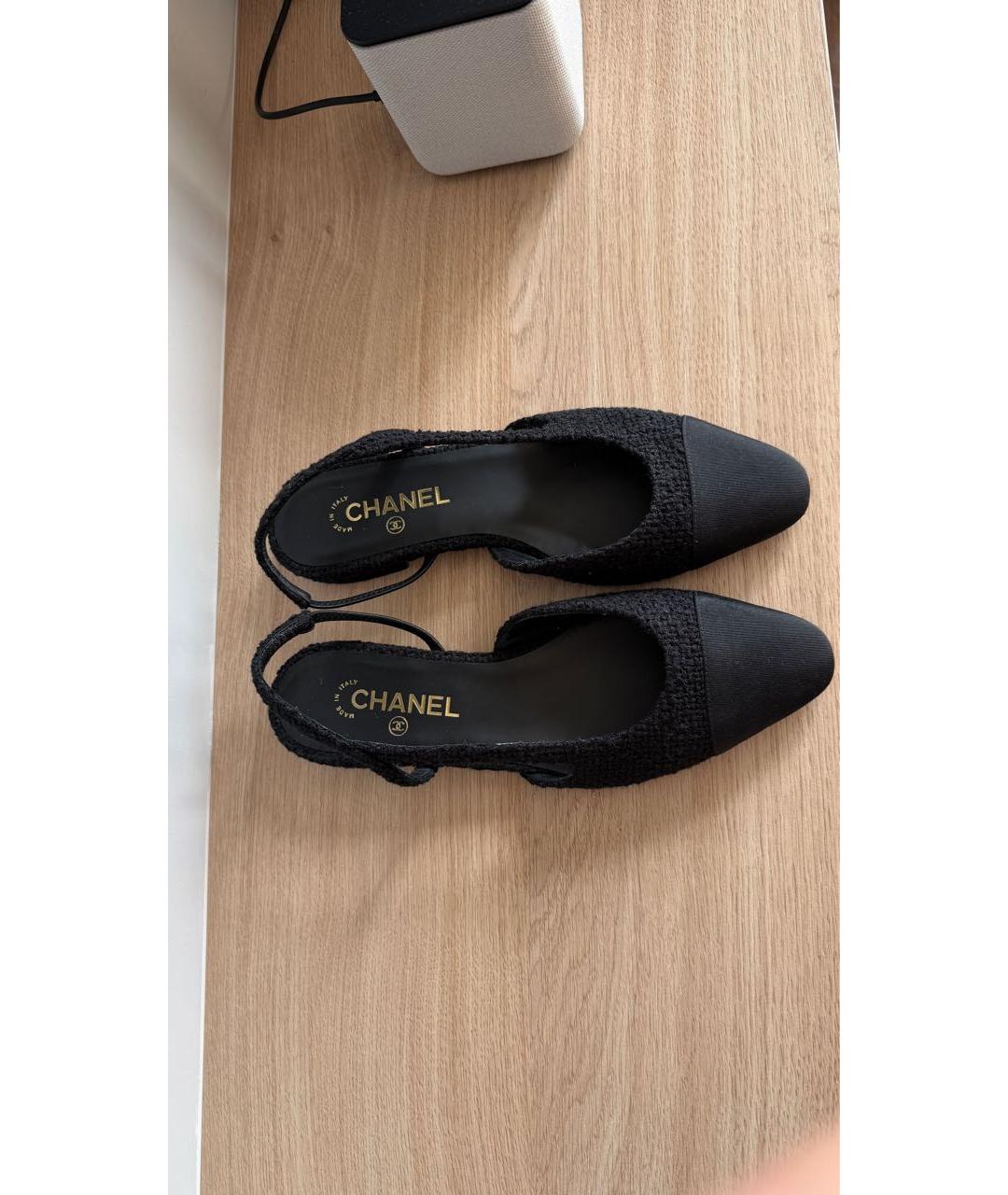 CHANEL Черные текстильные балетки, фото 4