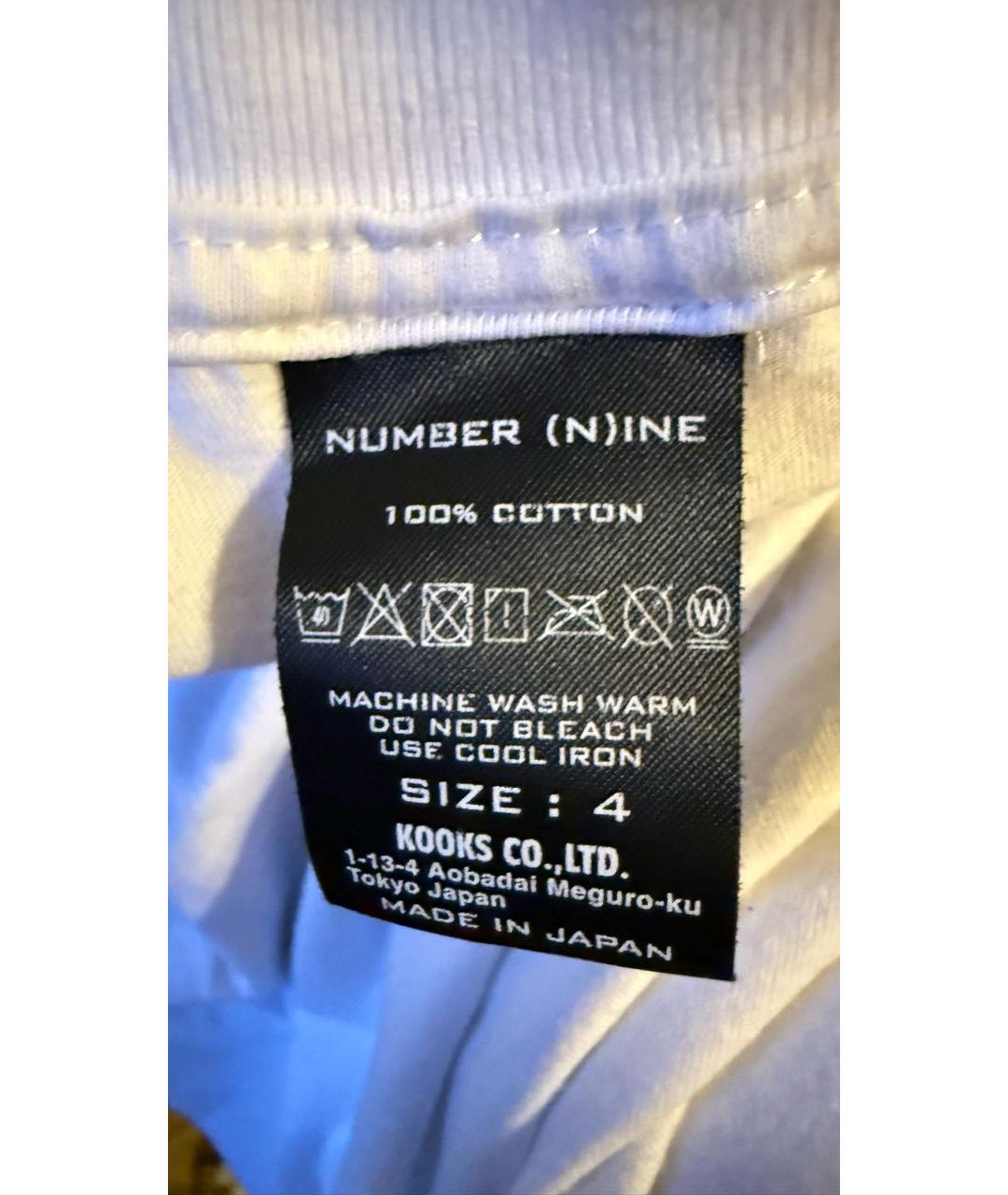 NUMBER (N)INE Белая хлопковая футболка, фото 2