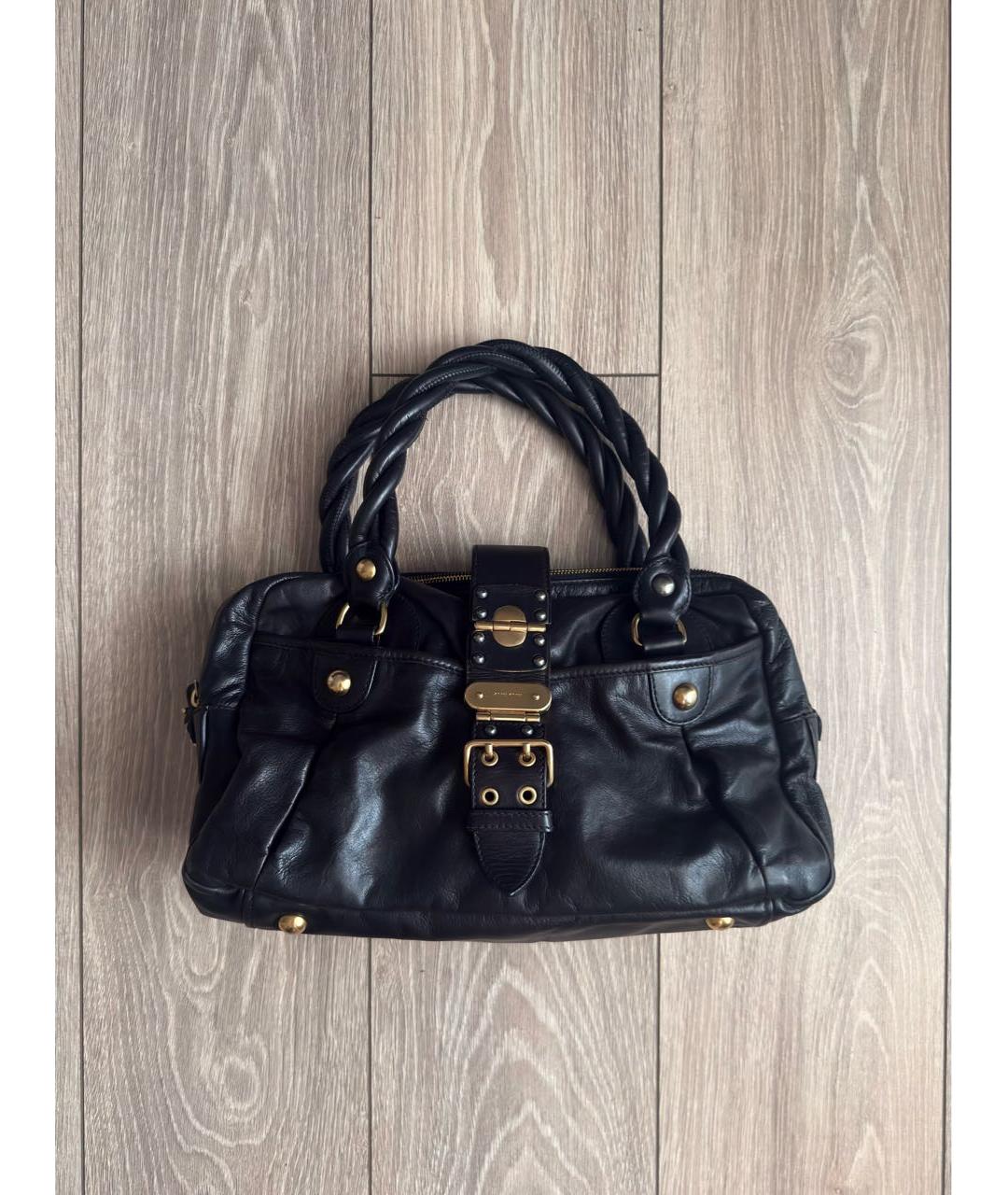 MIU MIU Черная кожаная сумка с короткими ручками, фото 7