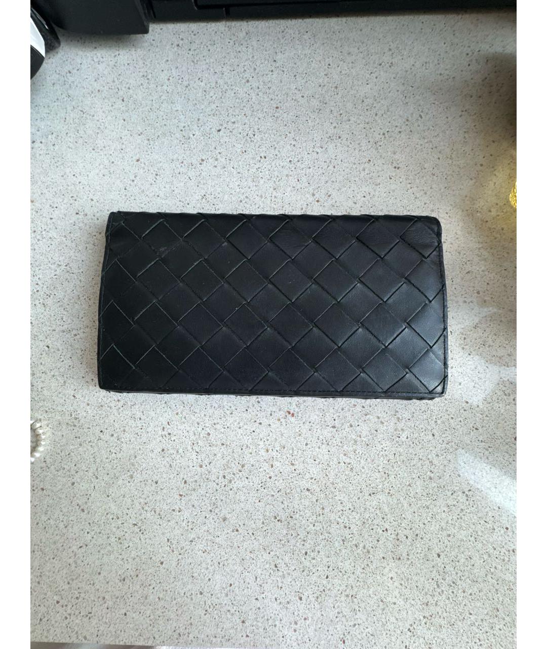 BOTTEGA VENETA Черный кожаный кошелек, фото 3