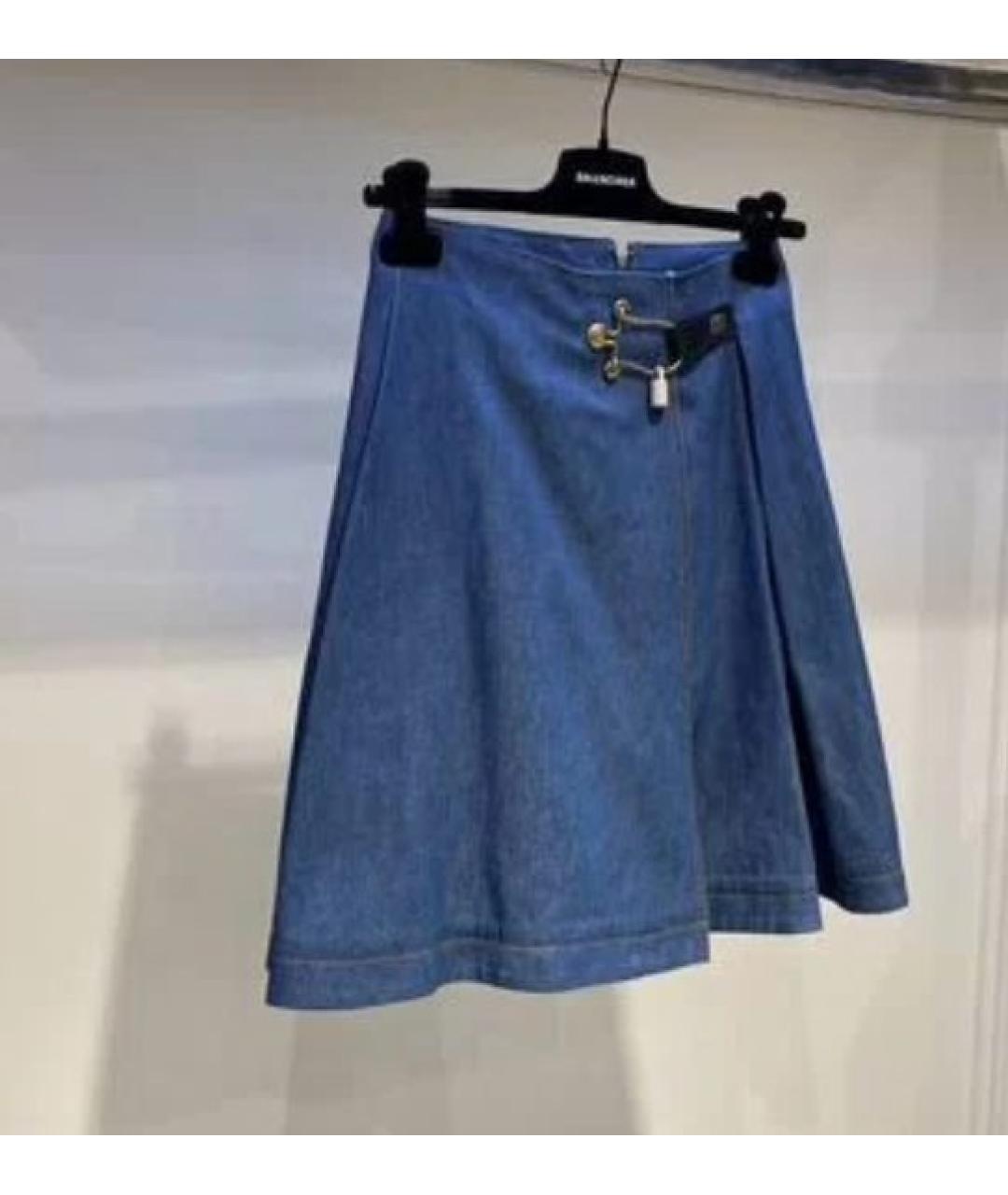 BALENCIAGA Голубая деним юбка миди, фото 3