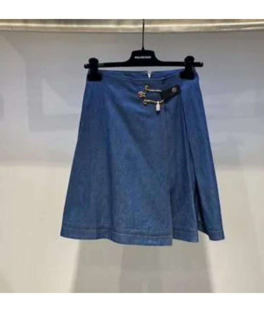 BALENCIAGA Голубая деним юбка миди, фото 4