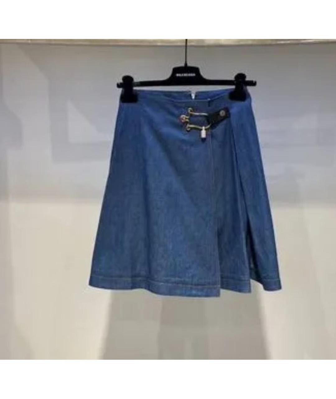 BALENCIAGA Голубая деним юбка миди, фото 5