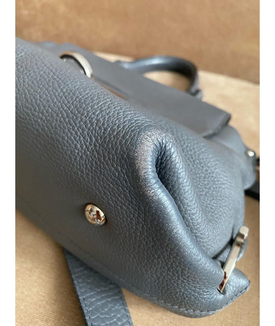 FERRAGAMO Антрацитовая кожаная сумка с короткими ручками, фото 7