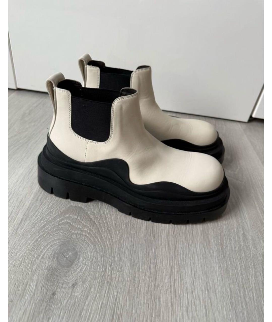 BOTTEGA VENETA Белые кожаные ботинки, фото 7