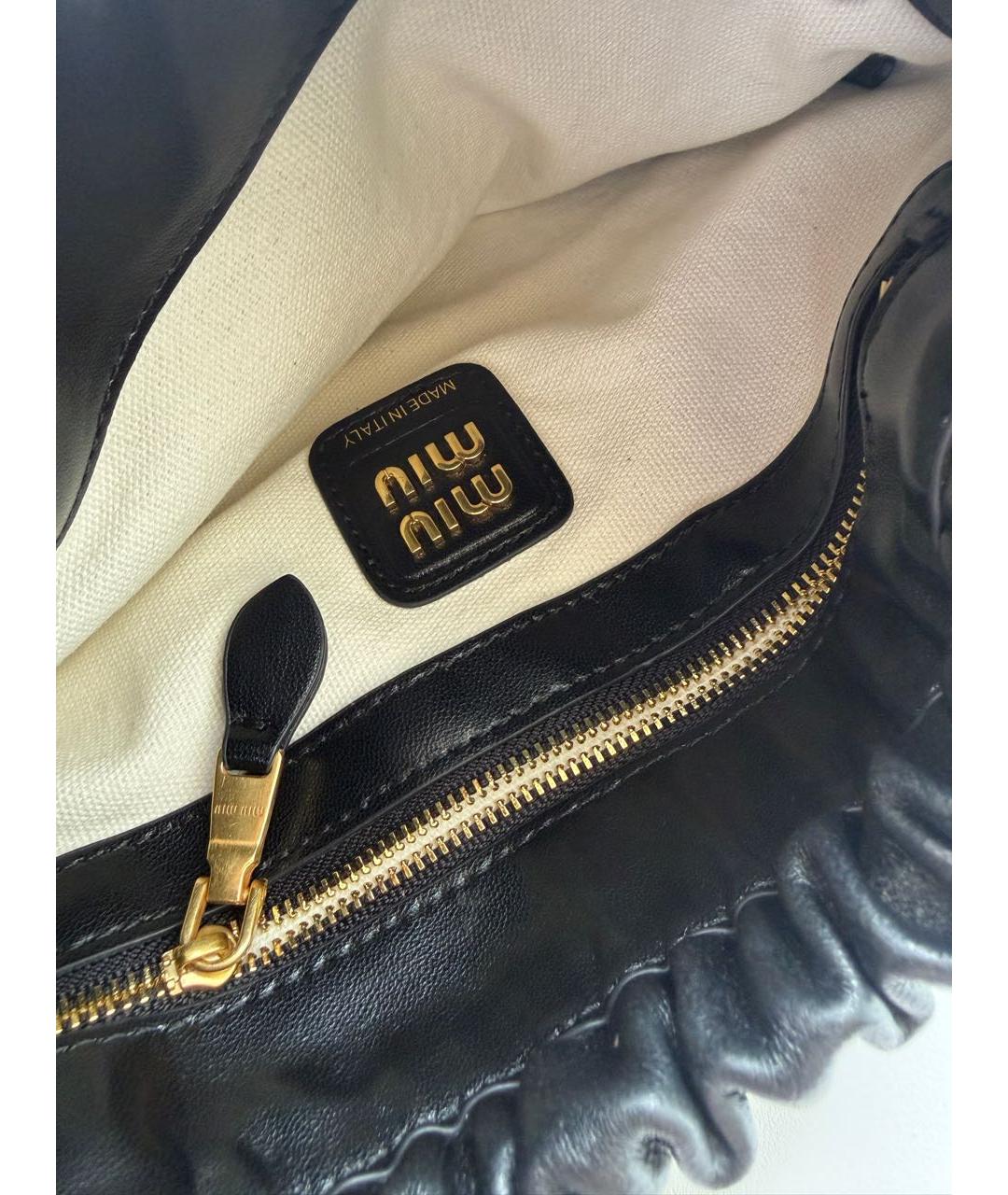 MIU MIU Черная кожаная сумка тоут, фото 3