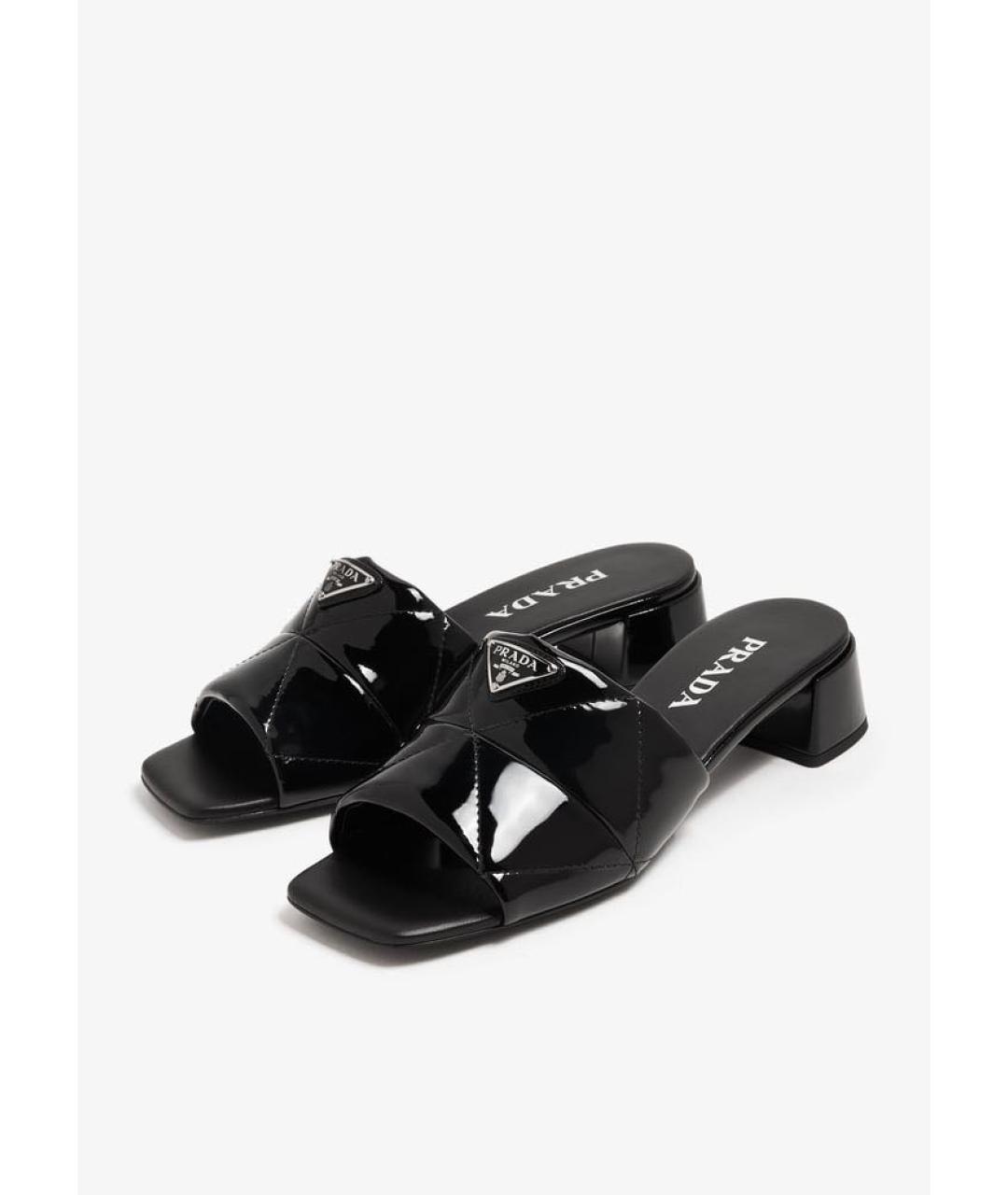 PRADA Черные мюли из лакированной кожи, фото 2