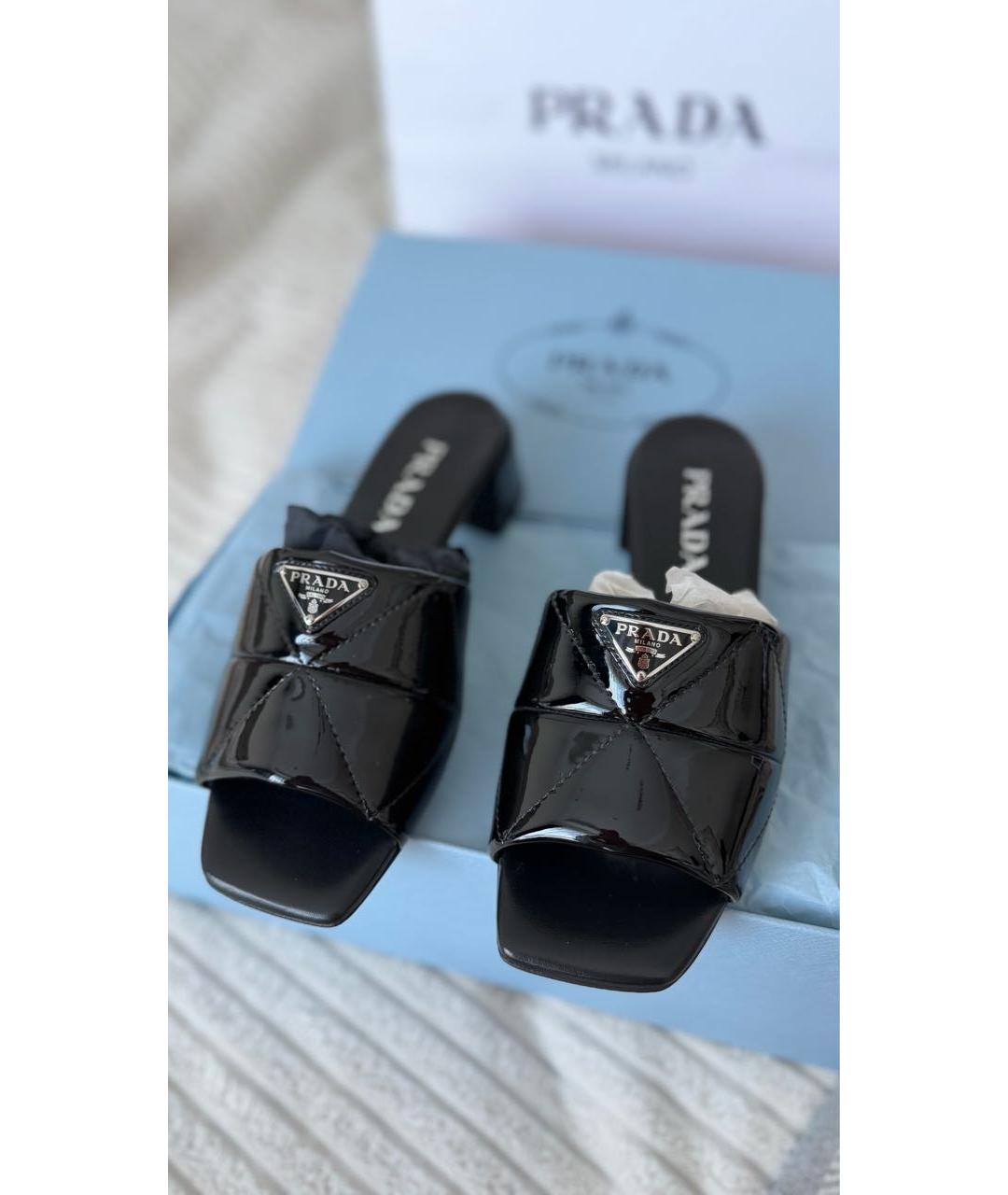 PRADA Черные мюли из лакированной кожи, фото 8
