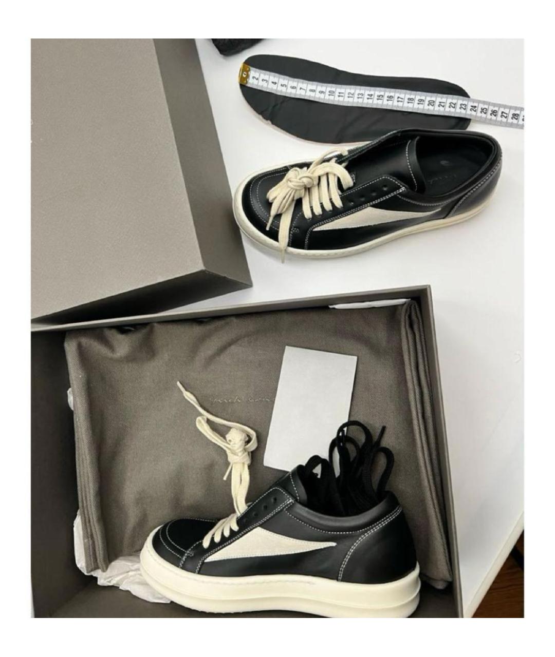 RICK OWENS Черные кожаные кеды, фото 2