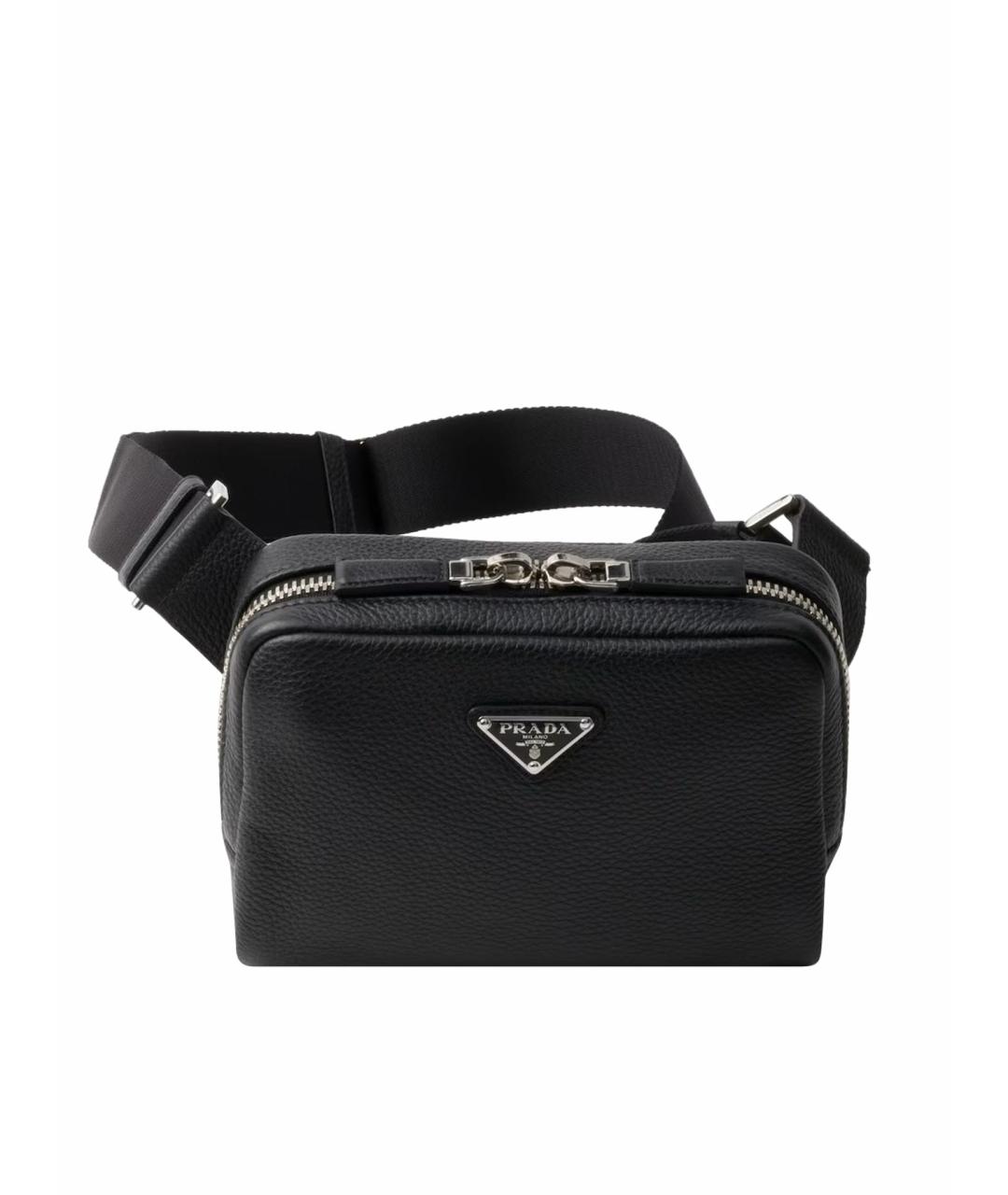PRADA Черная кожаная поясная сумка, фото 1