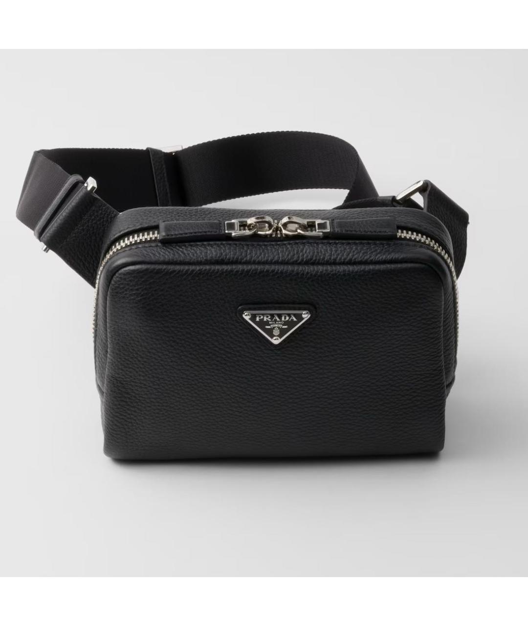 PRADA Черная кожаная поясная сумка, фото 5