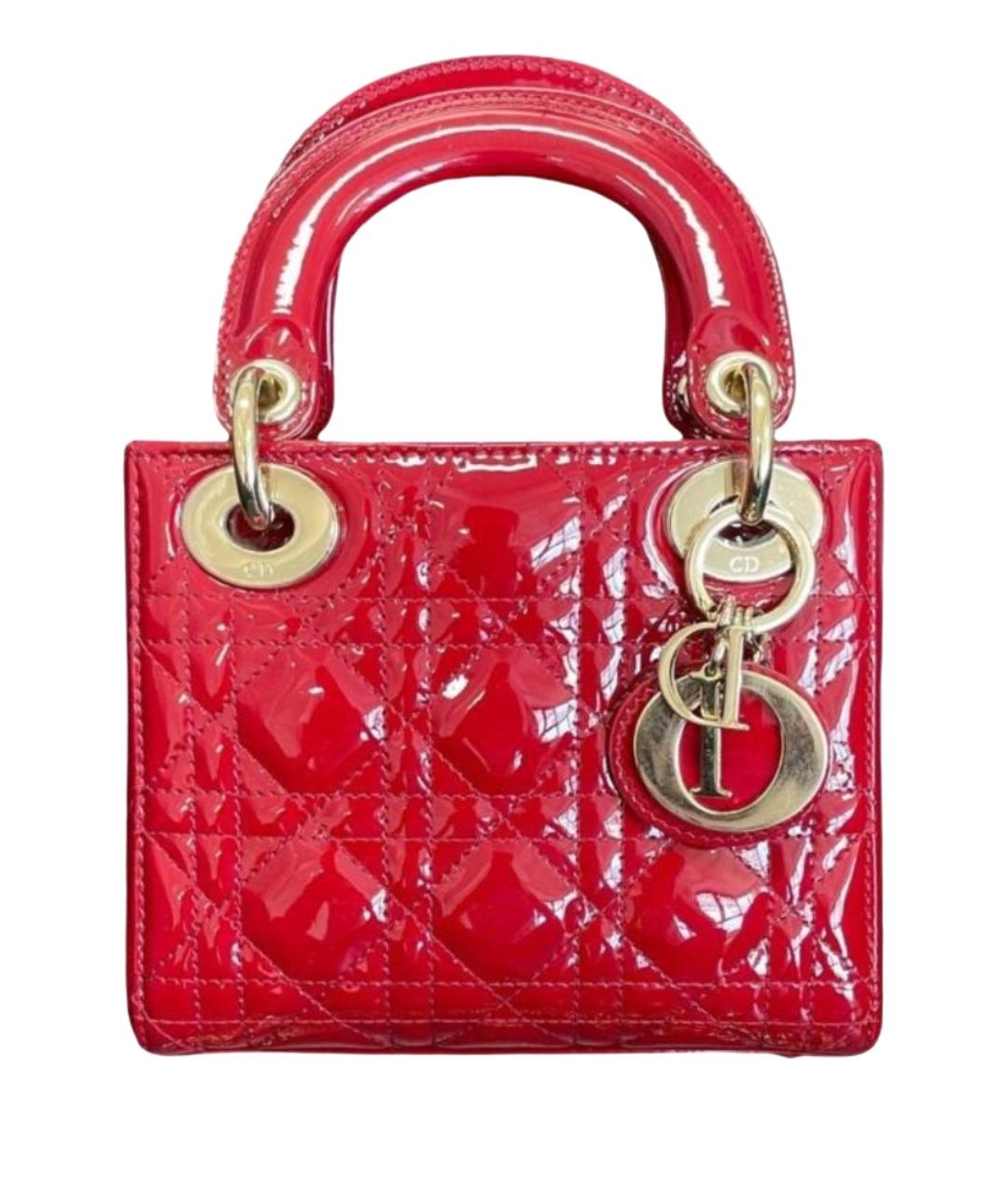 CHRISTIAN DIOR Красная сумка с короткими ручками из лакированной кожи, фото 1