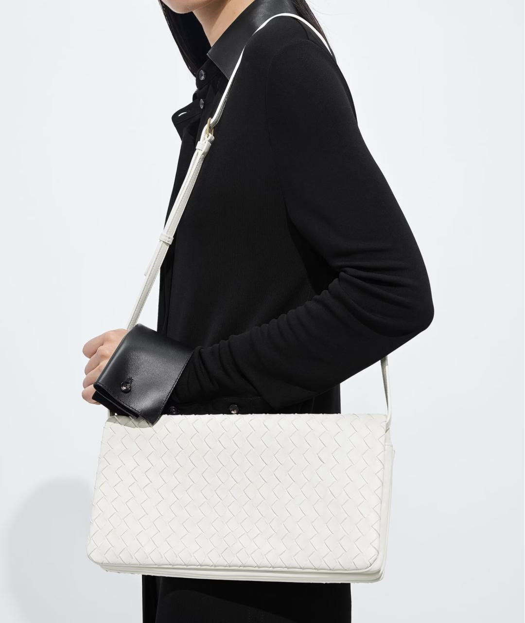 BOTTEGA VENETA Белая кожаная сумка с короткими ручками, фото 2