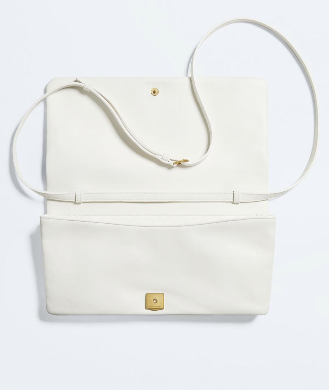 BOTTEGA VENETA Белая кожаная сумка с короткими ручками, фото 8