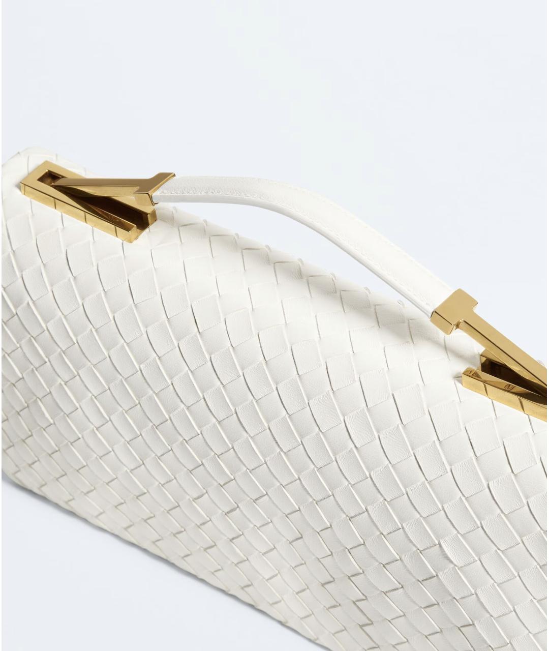 BOTTEGA VENETA Белая кожаная сумка с короткими ручками, фото 7