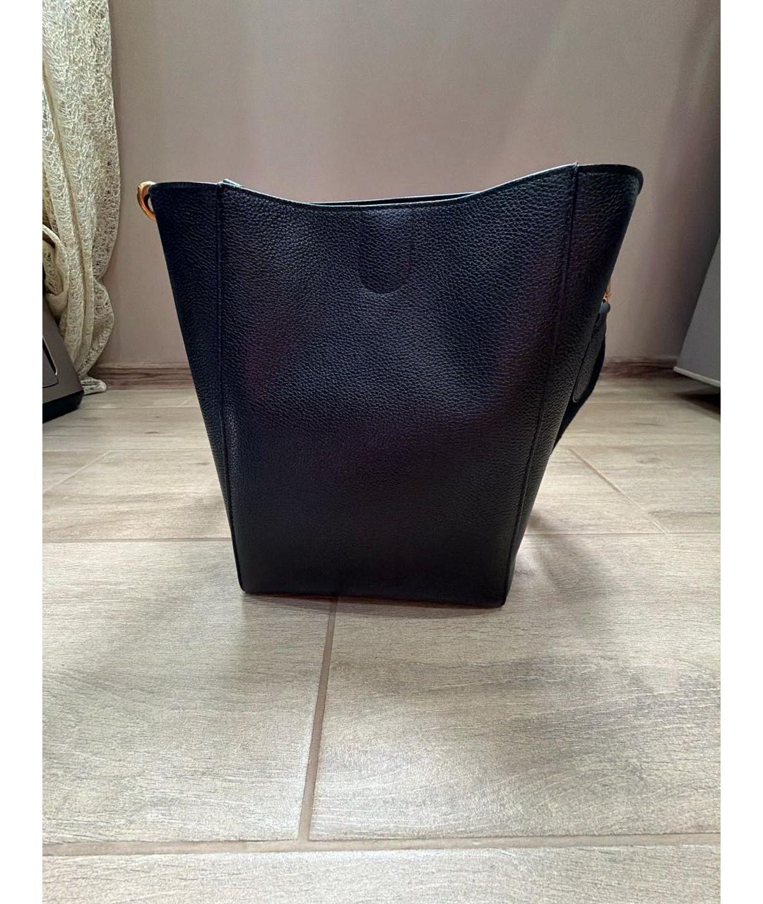 CELINE Черная кожаная сумка тоут, фото 3