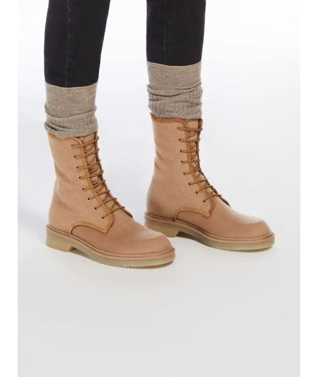 MAX MARA Бежевые замшевые ботинки, фото 3