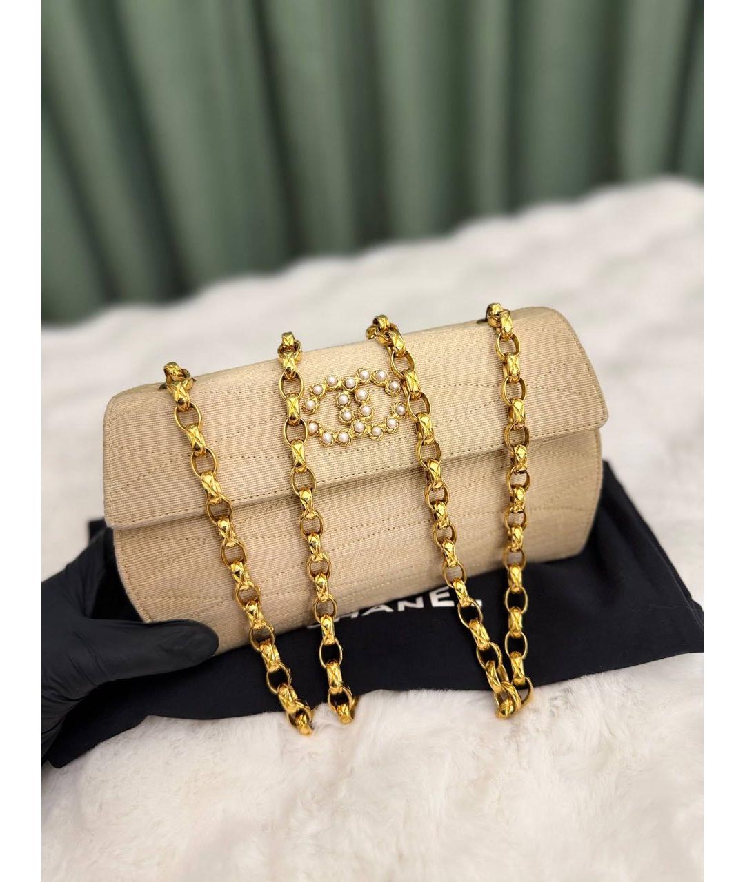 CHANEL Бежевая тканевая сумка через плечо, фото 2