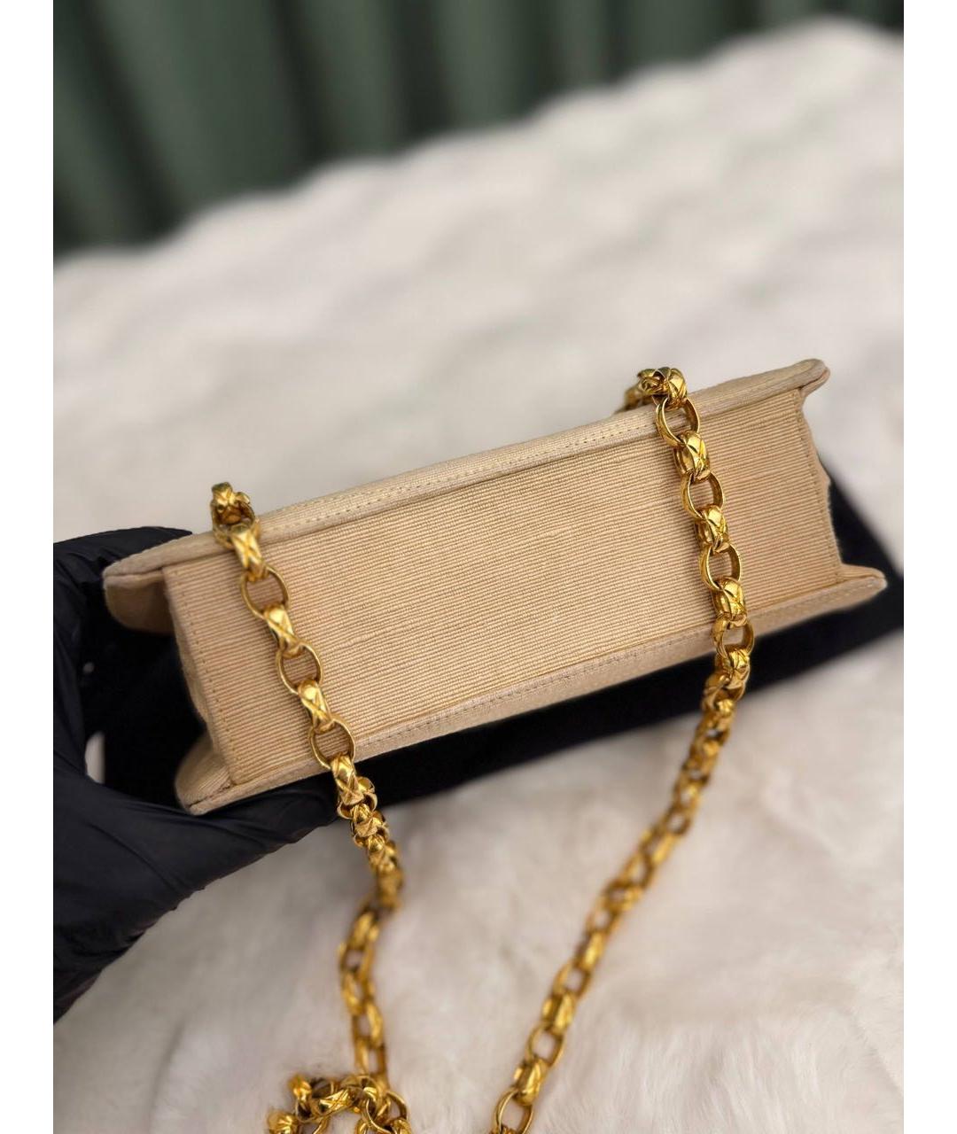 CHANEL Бежевая тканевая сумка через плечо, фото 4