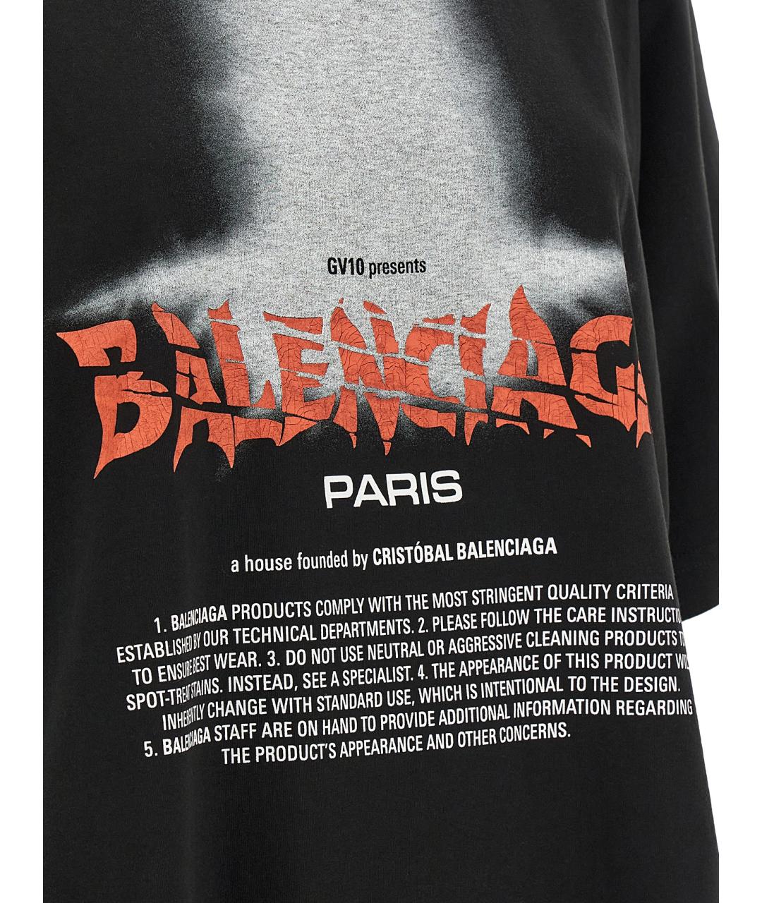 BALENCIAGA Черная хлопковая футболка, фото 4