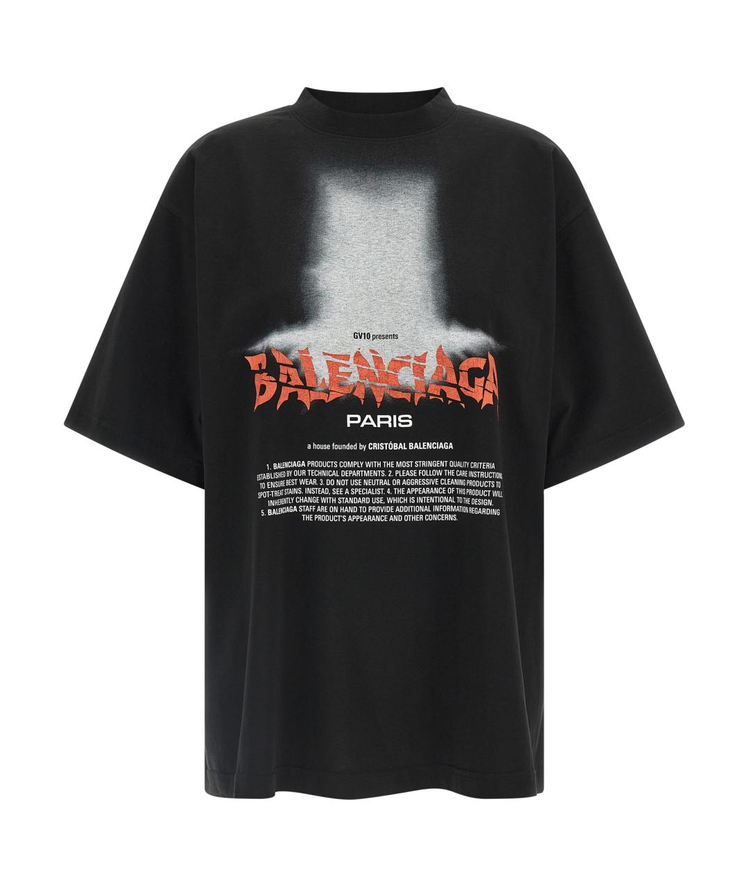 BALENCIAGA Черная хлопковая футболка, фото 1